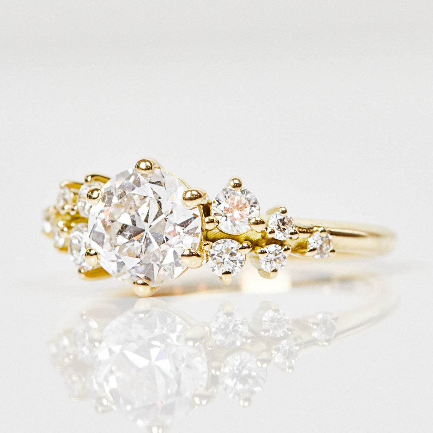 Marquise Shaped Three Stone Lab Grown Diamond Engagement Ring