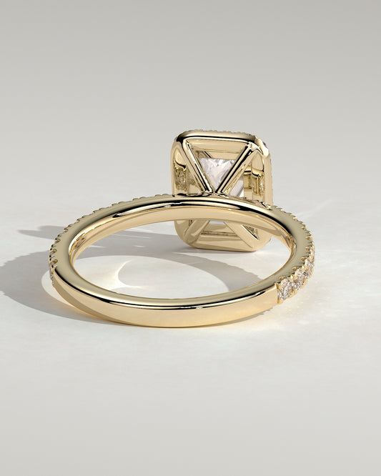 2 CT Emerald Cut Halo and Pave Moissanite Diamond Engagement Ring