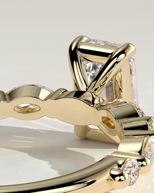 2 CT Emerald Cut Pave Moissanite Engagement Ring