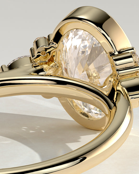 2.0 CT Oval Cluster & Bezel Styled Moissanite Engagement Ring