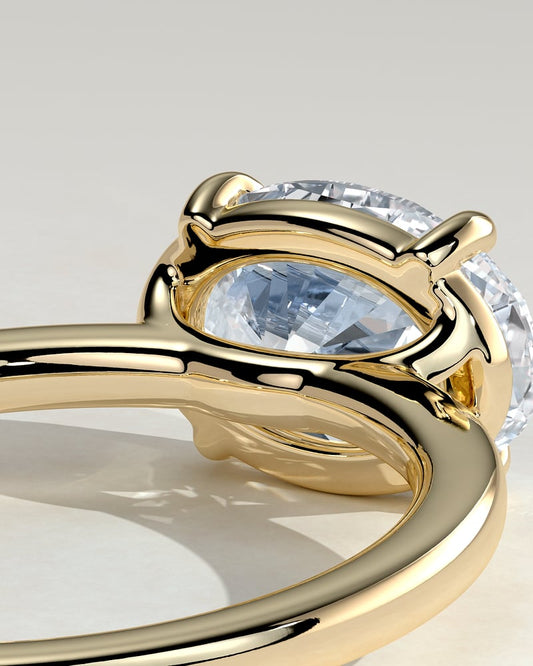 2.0 CT Oval East West Solitaire Moissanite Engagement Ring