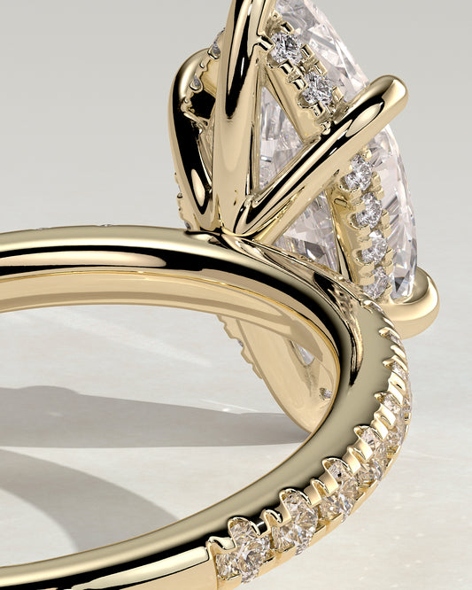 2.0 CT Marquise Cut Hidden Halo & Pave Moissanite Engagement Ring