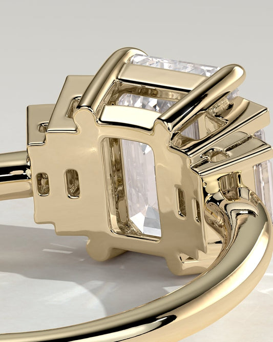 2 CT Emerald Cut Cluster Moissanite Diamond Engagement Ring