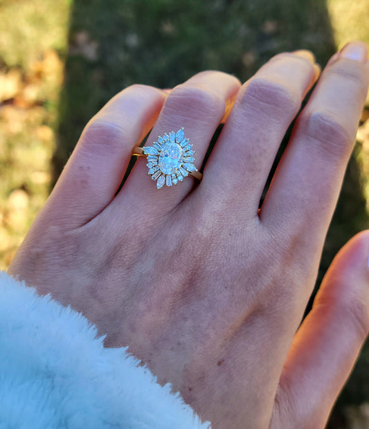 Marquise Shaped Three Stone Lab Grown Diamond Engagement Ring