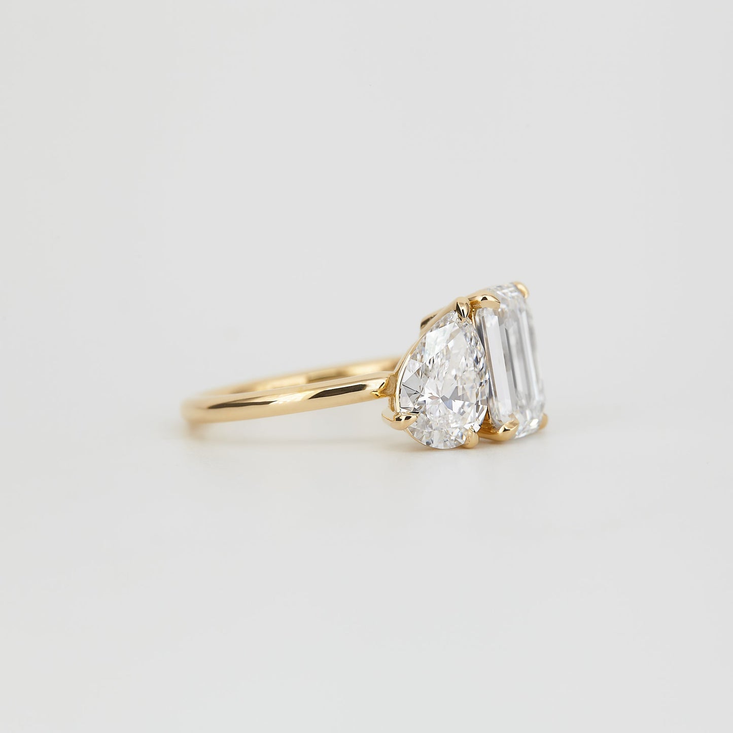3.34 TCW Emerald & Pear Shaped Toi Et Moi Moissanite Engagement Ring