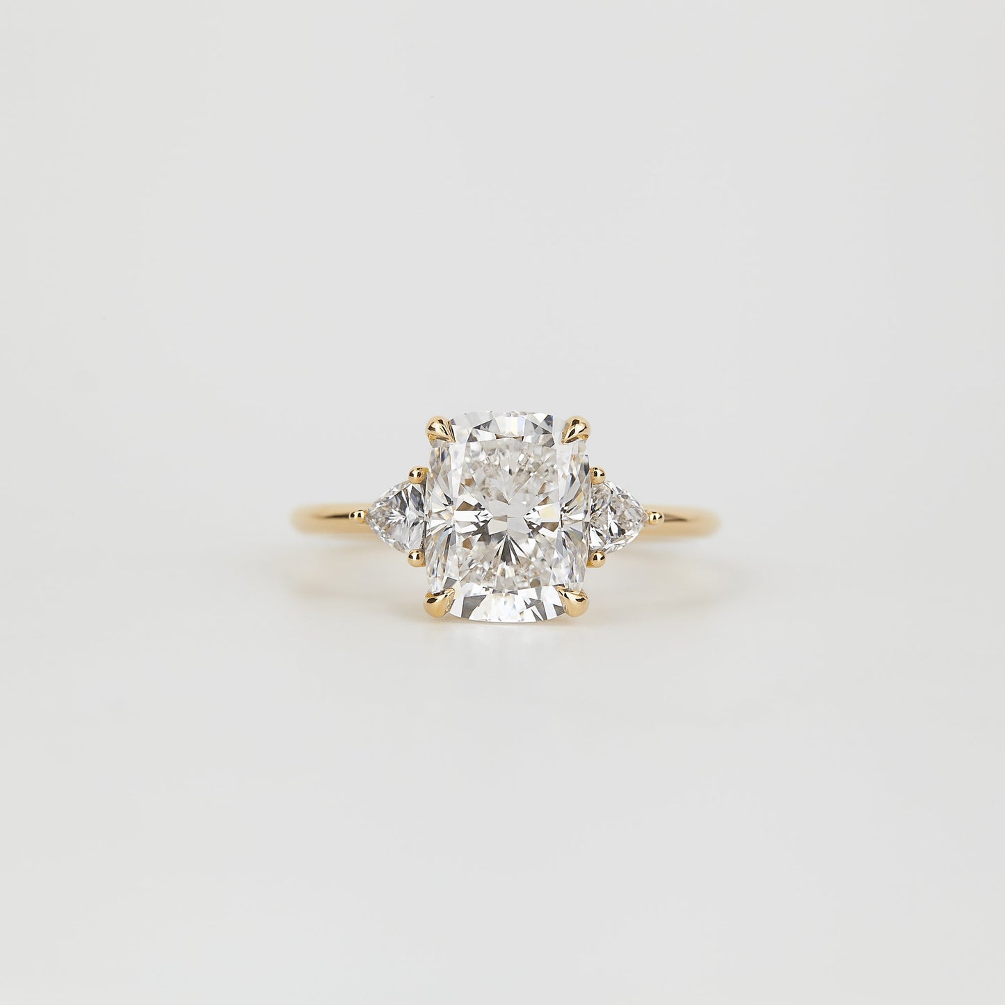 2.5 CT Cushion Shaped Three Stone Moissanite Engagement Ring