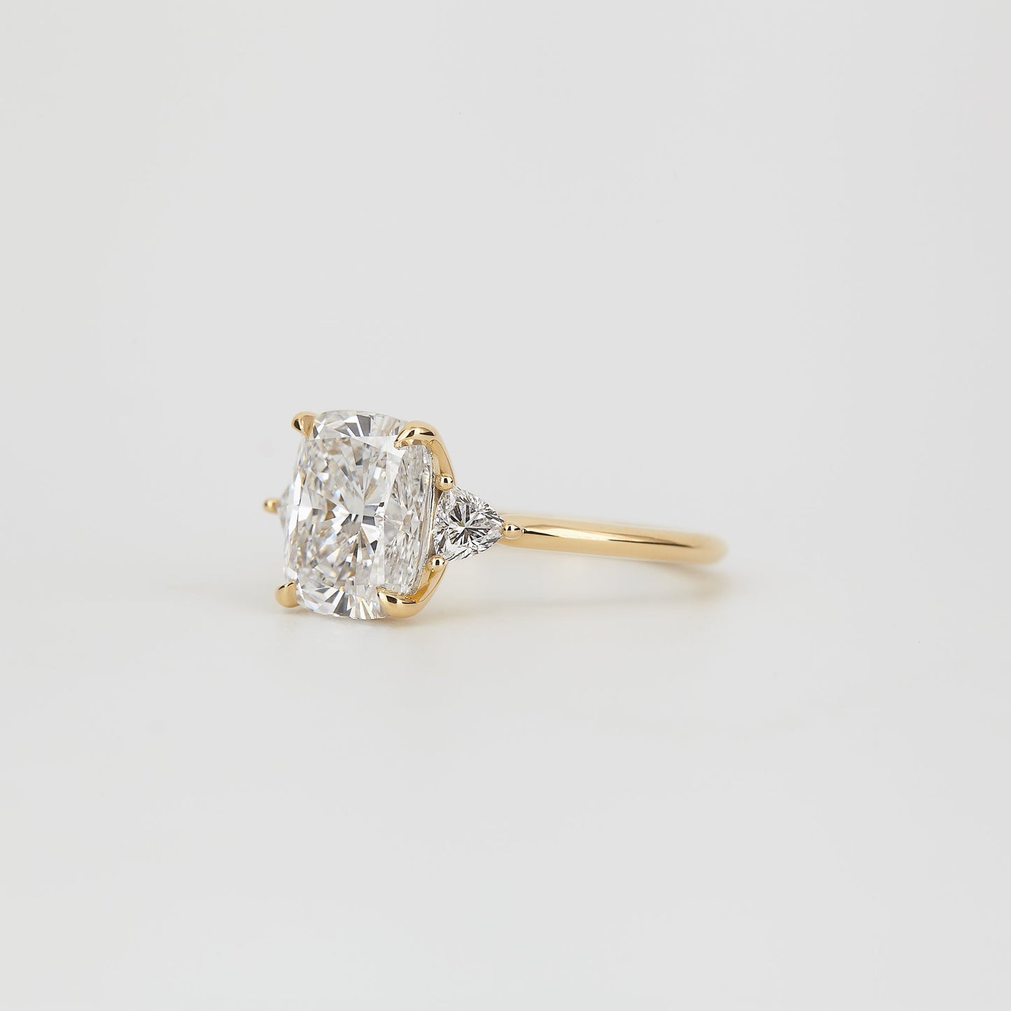 2.5 CT Cushion Shaped Three Stone Moissanite Engagement Ring
