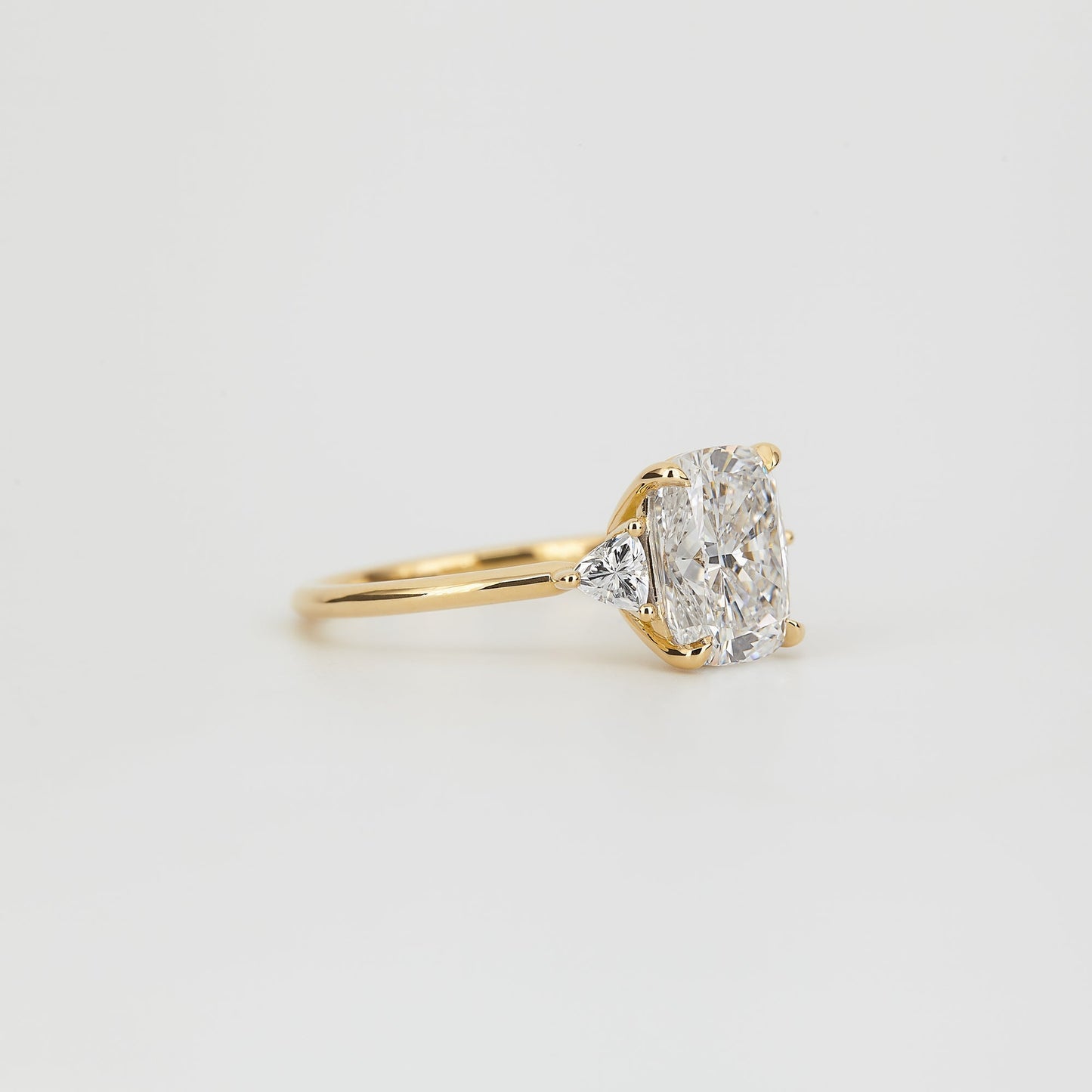 2.5 CT Cushion Shaped Three Stone Moissanite Engagement Ring