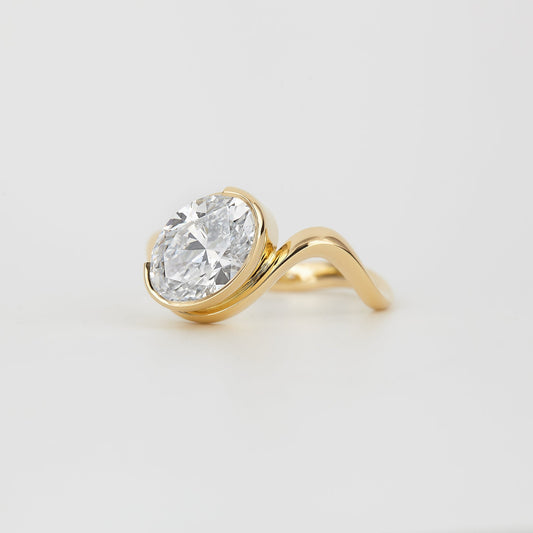 1 CT Oval Shaped Bezel Moissanite Engagement Ring