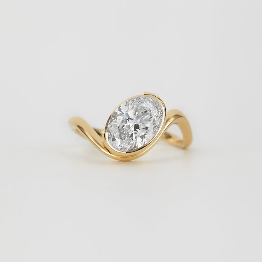 1 CT Oval Shaped Bezel Moissanite Engagement Ring