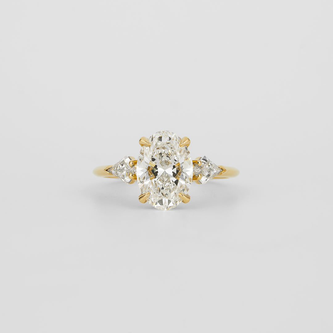 2.02 CT Oval Shaped Three Stone Moissanite Engagement Ring