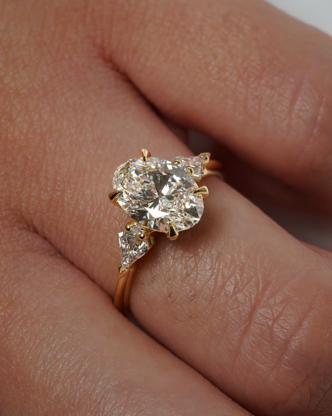 2.02 CT Oval Shaped Three Stone Moissanite Engagement Ring