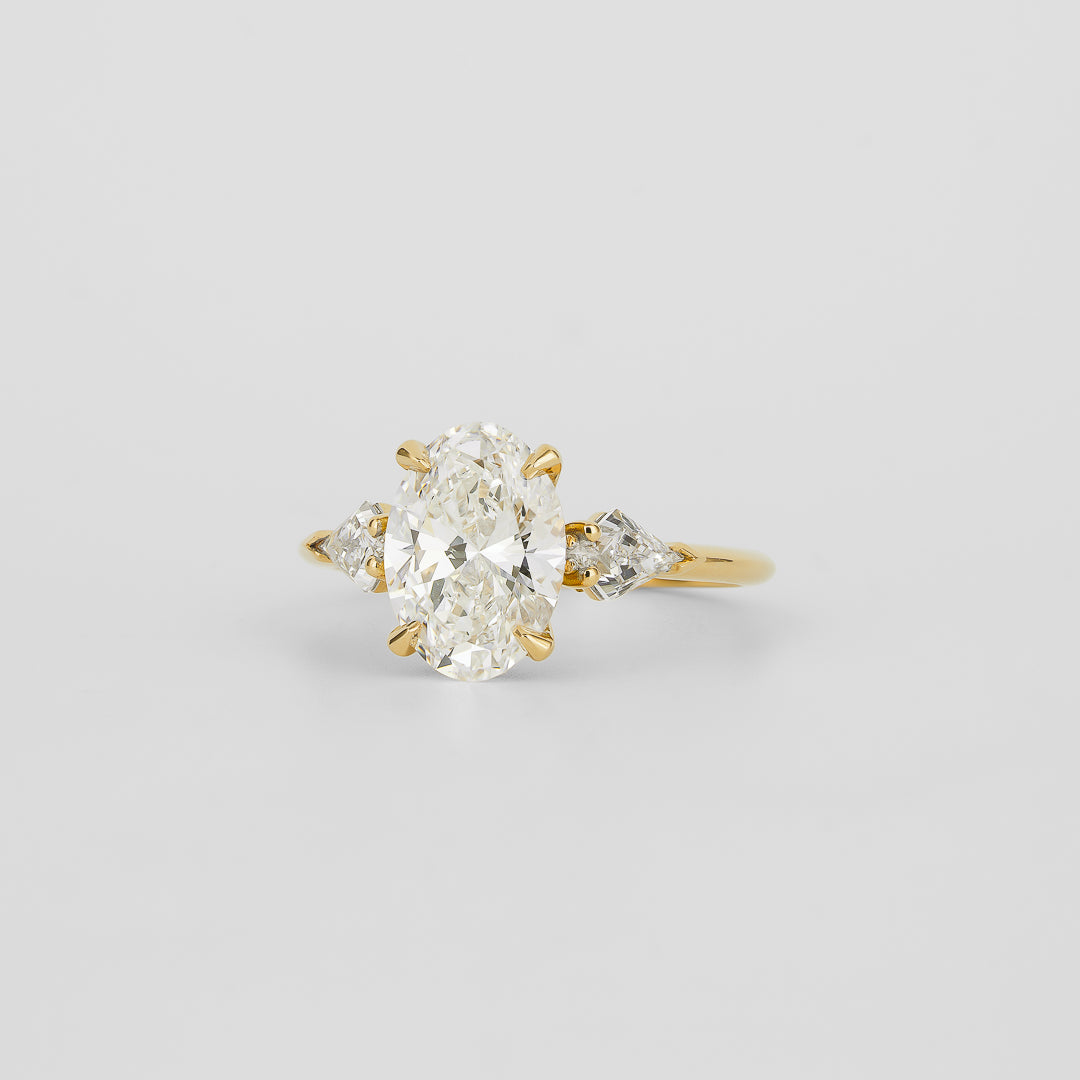 2.02 CT Oval Shaped Three Stone Moissanite Engagement Ring