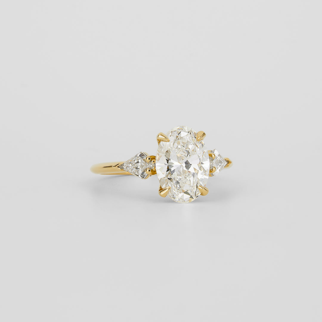 2.02 CT Oval Shaped Three Stone Moissanite Engagement Ring