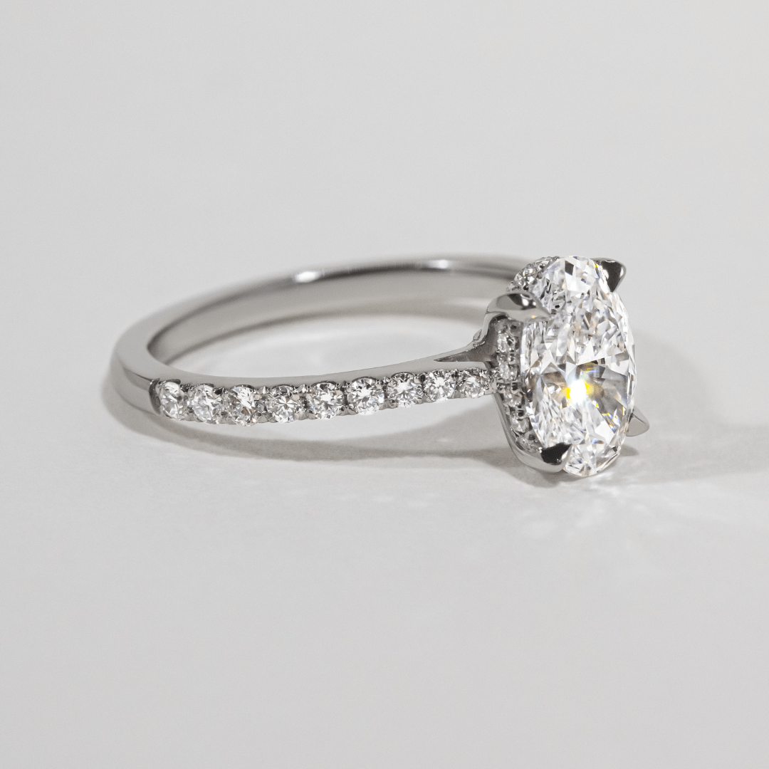 Marquise Shaped Three Stone Lab Grown Diamond Engagement Ring