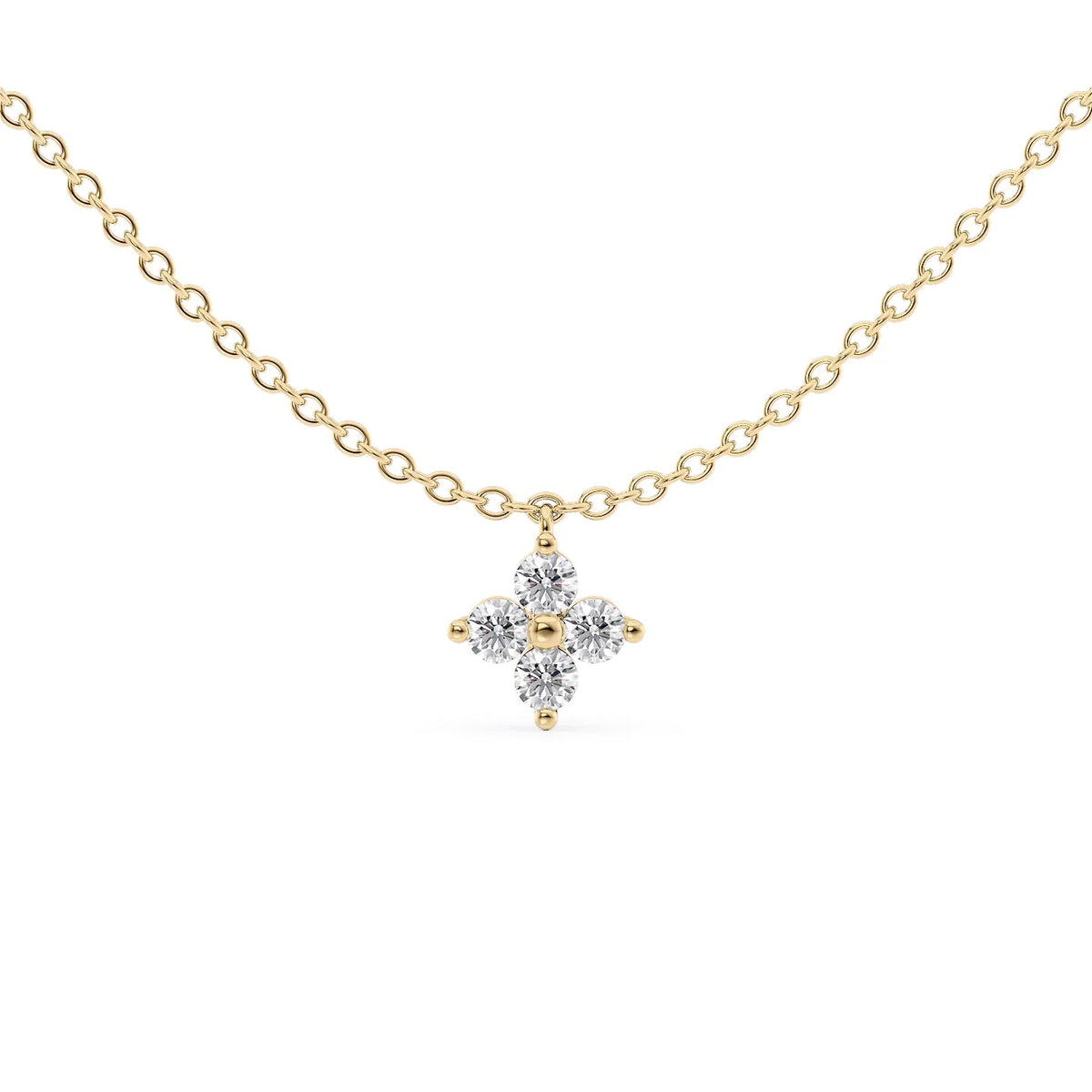 0.16 CT Round Clover Pendant Moissanite Diamond Necklace in Solid Gold
