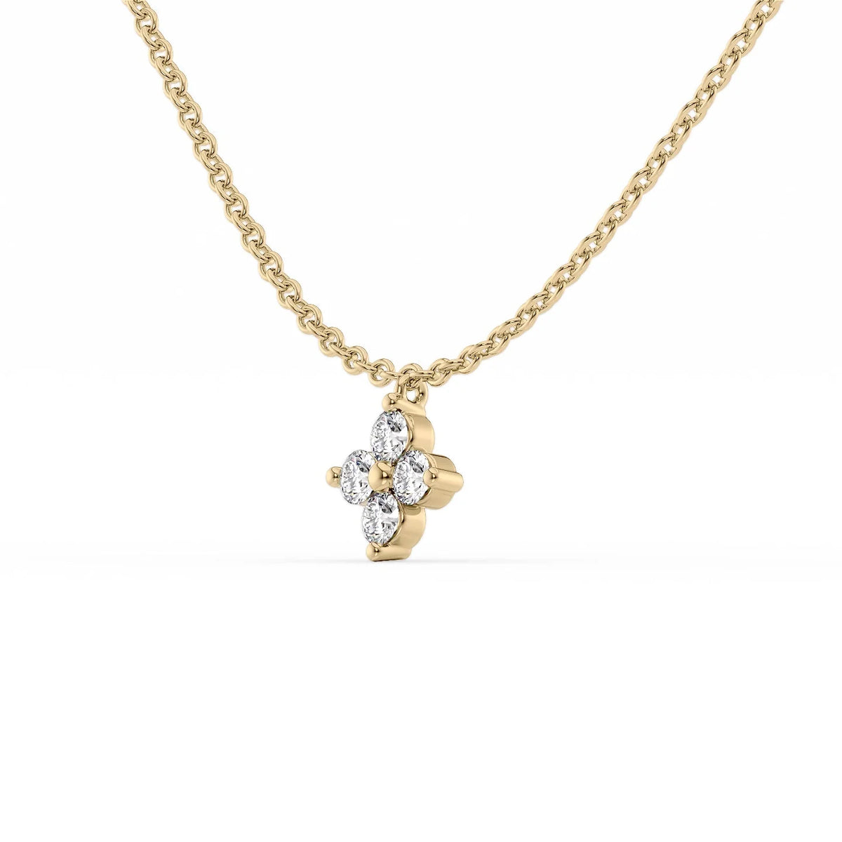 0.16 CT Round Clover Pendant Moissanite Diamond Necklace in Solid Gold
