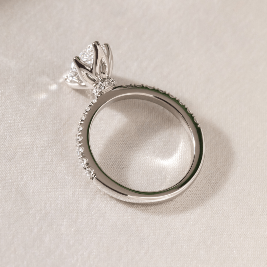 Marquise Shaped Three Stone Lab Grown Diamond Engagement Ring