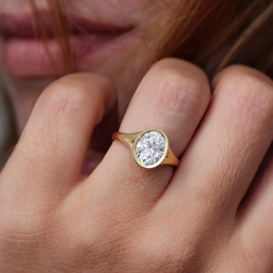 2.9 Carats Emerald Pave Styled Moissanite Engagement Ring