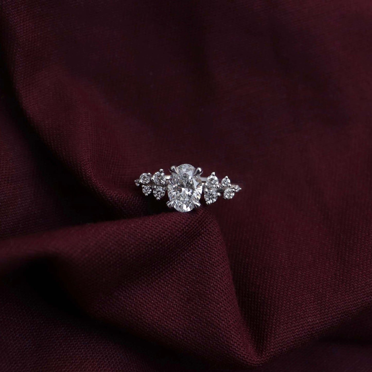 Marquise Cut Cluster Styled Lab Grown Diamond Engagement Ring