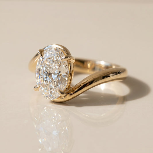Oval Solitaire Engagement Ring – 2 CT Moissanite Diamond