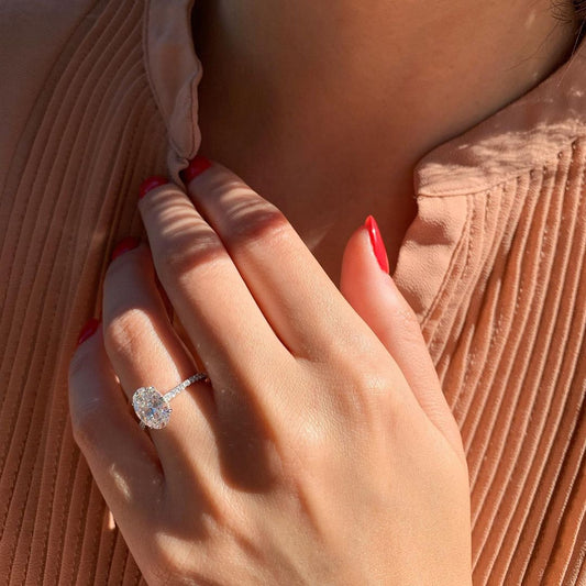 1.91 CT Oval Moissanite Pave Engagement Ring (US Size 6 Ready To Ship)