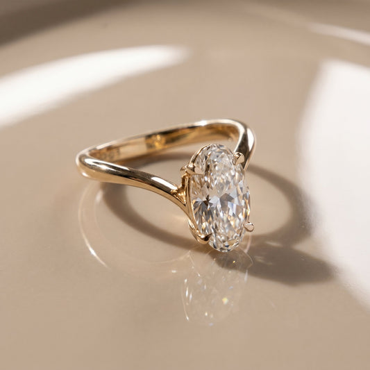 Oval Solitaire Engagement Ring – 2 CT Moissanite Diamond