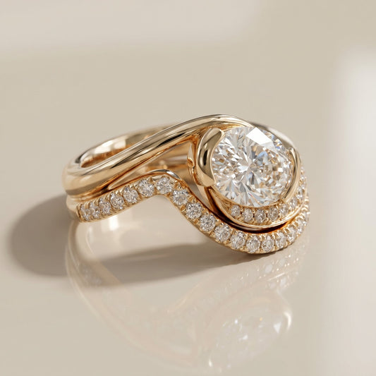 1.0 CT Round Solitaire Moissanite Diamond Bridal Ring Set