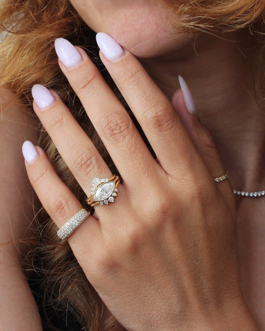 2.9 Carats Emerald Pave Styled Moissanite Engagement Ring