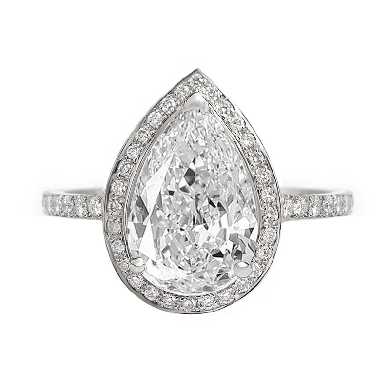 2.9 Carats Emerald Pave Styled Moissanite Engagement Ring