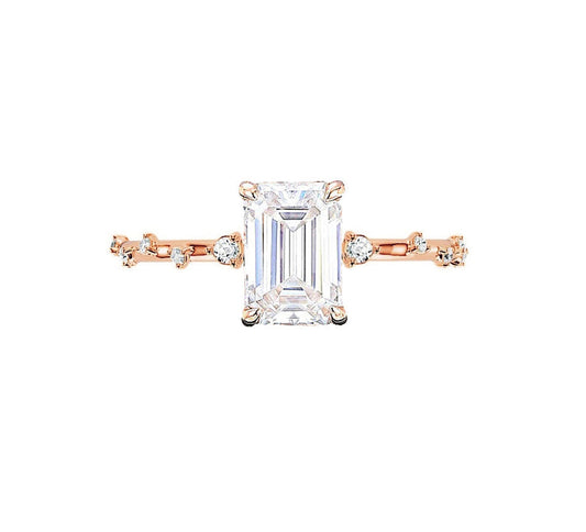 Marquise Shaped Three Stone Lab Grown Diamond Engagement Ring