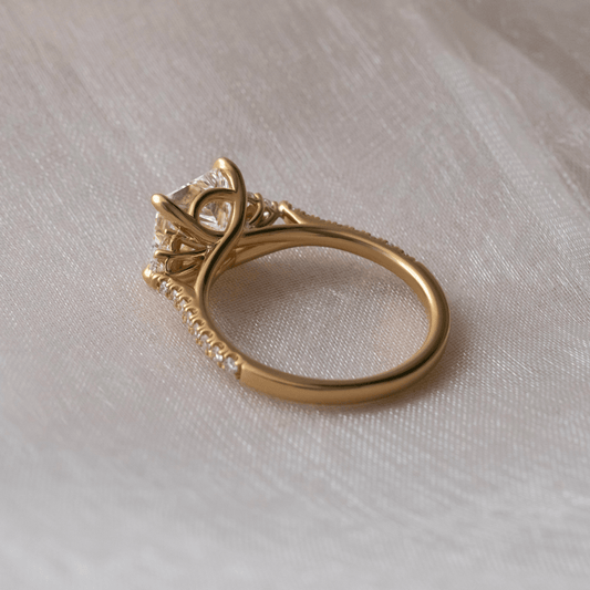 Marquise Shaped Three Stone Lab Grown Diamond Engagement Ring