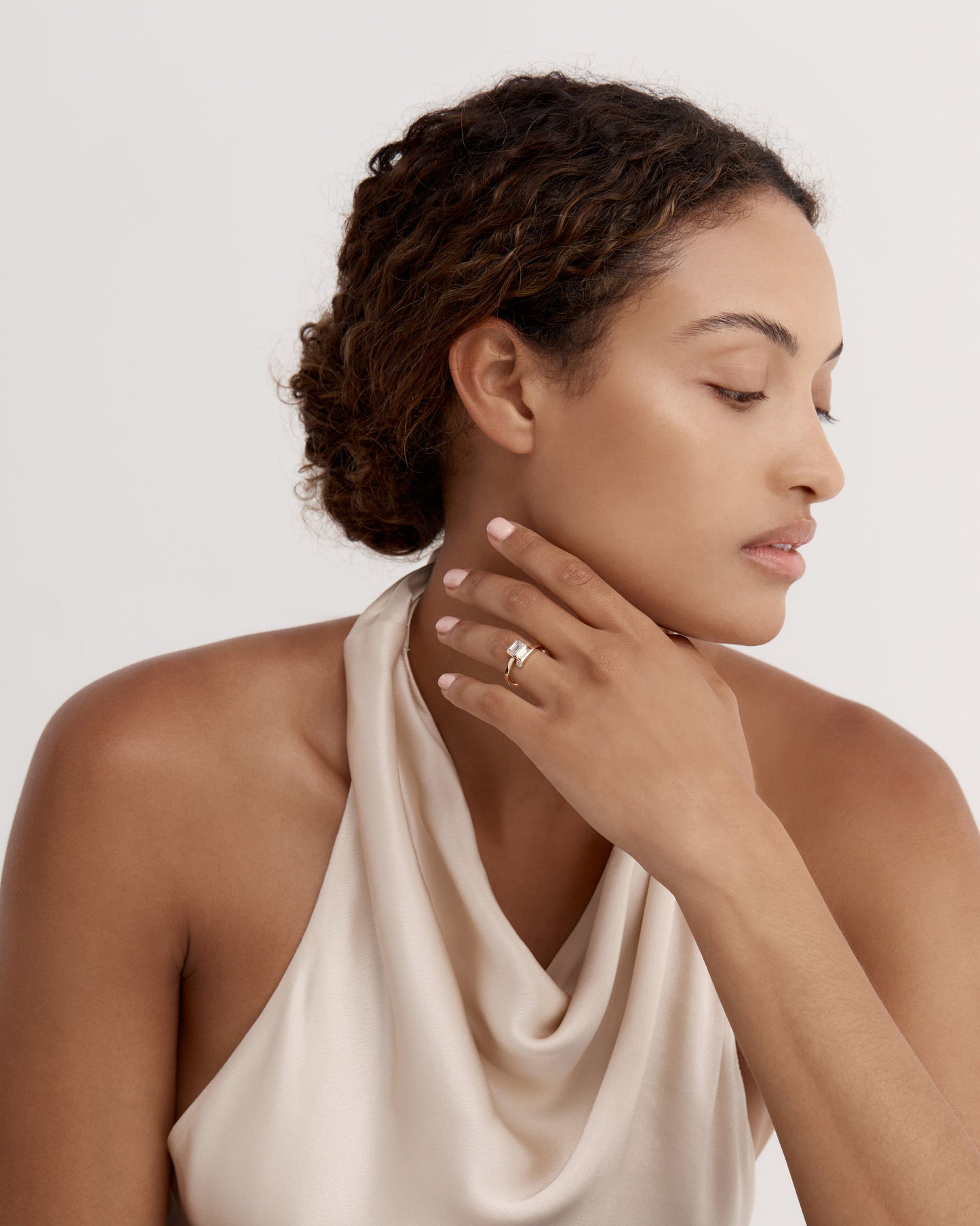 Marquise Shaped Three Stone Lab Grown Diamond Engagement Ring