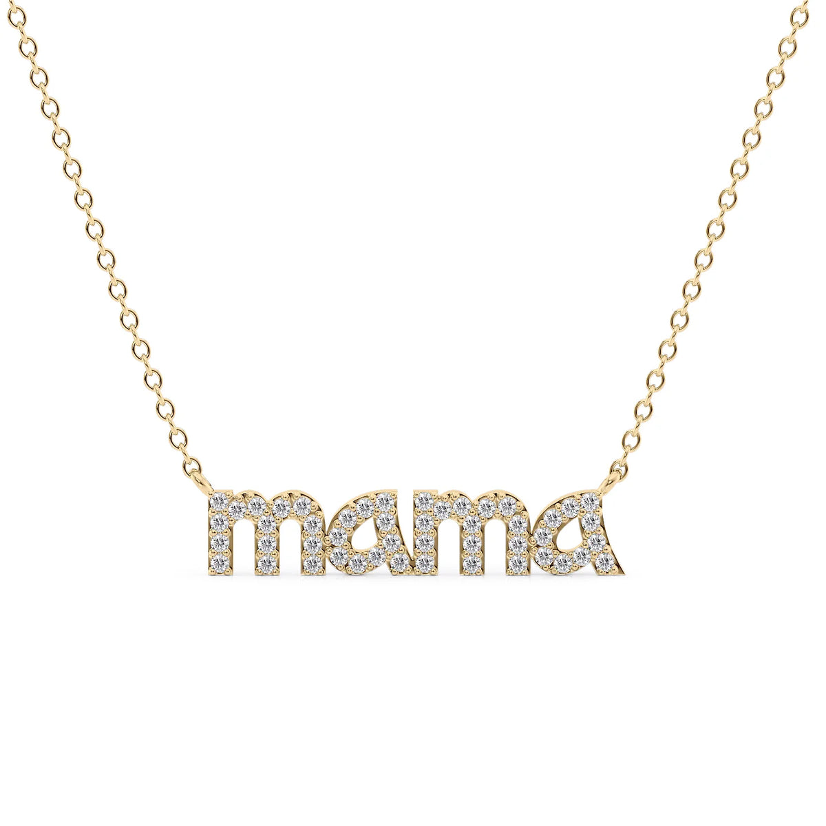 0.2 CT Round Mama Pendant Moissanite Diamond Necklace in Solid Gold