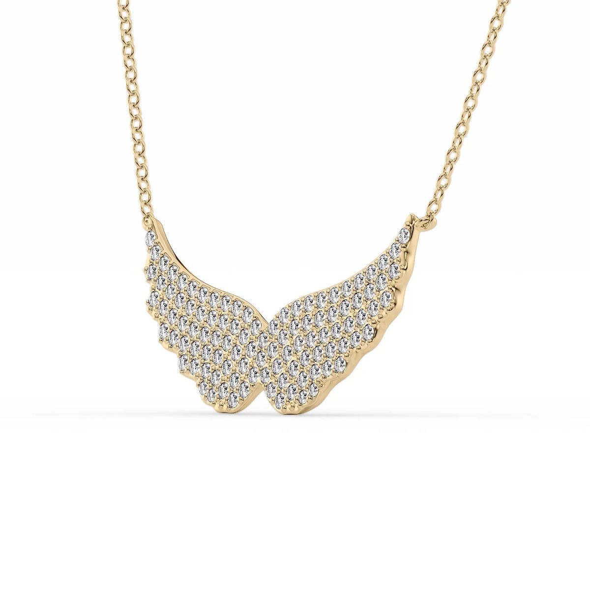 0.65 CT Round Wings Pendant Moissanite Diamond Necklace in Solid Gold
