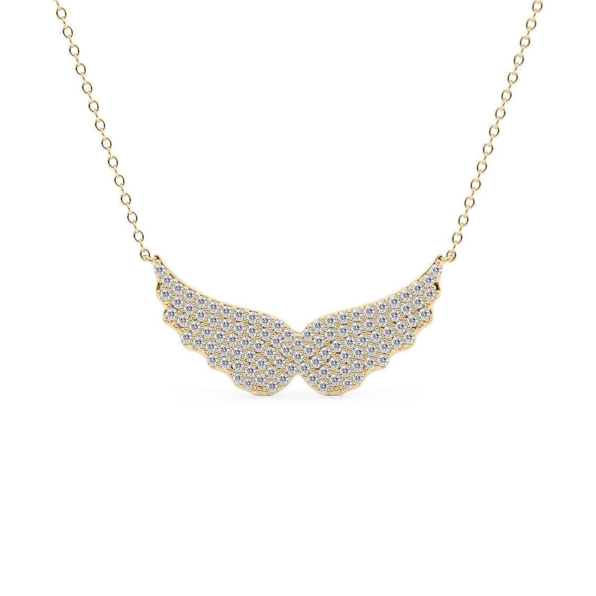 0.65 CT Round Wings Pendant Moissanite Diamond Necklace in Solid Gold