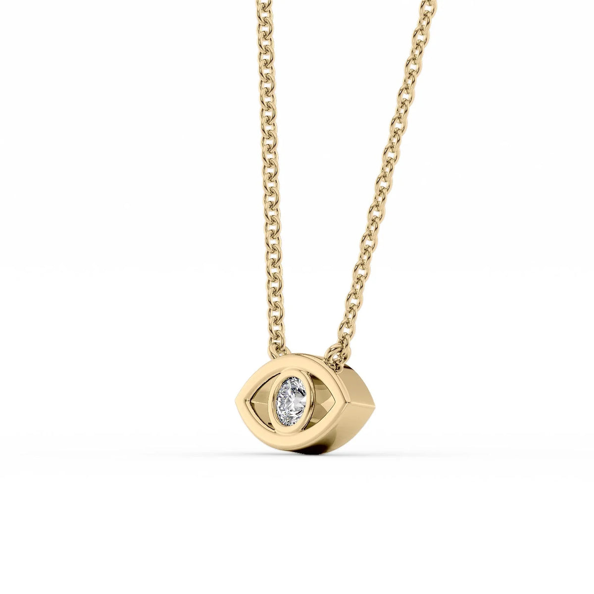 0.07 CT Round Evil Eye Pendant Moissanite Diamond Necklace in Solid Gold
