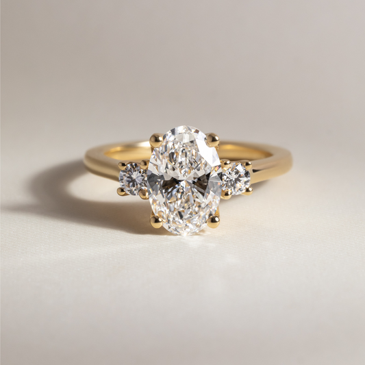 Marquise Shaped Three Stone Lab Grown Diamond Engagement Ring