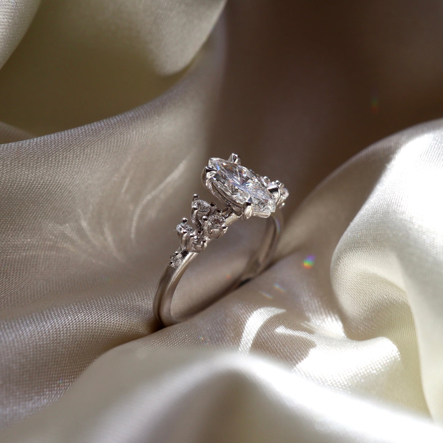 Stunning 1.5-2.5 CT Marquise Moissanite Engagement Ring with Cluster Design