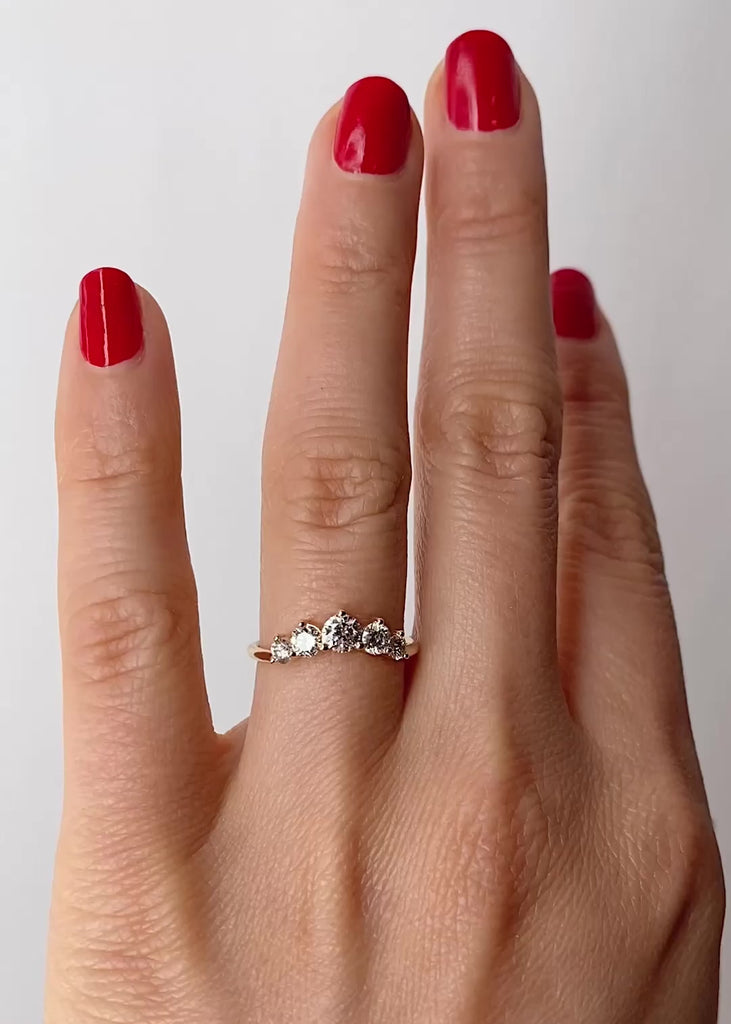 0.72 TCW Round Shaped Five Stone Moissanite Wedding Band