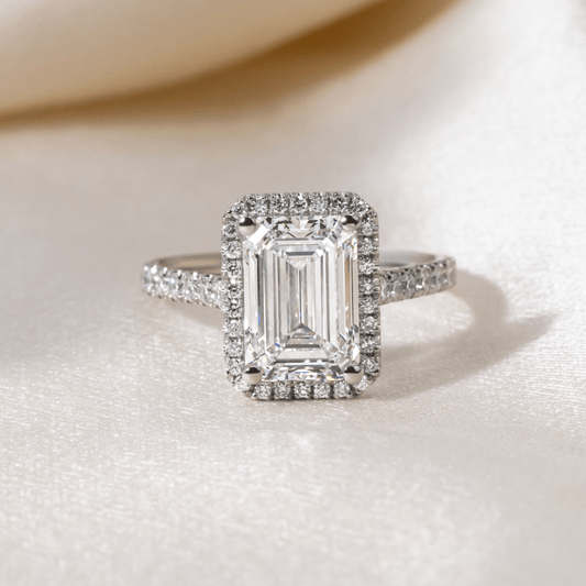 Marquise Shaped Three Stone Lab Grown Diamond Engagement Ring