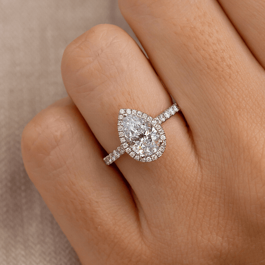 Marquise Shaped Three Stone Lab Grown Diamond Engagement Ring