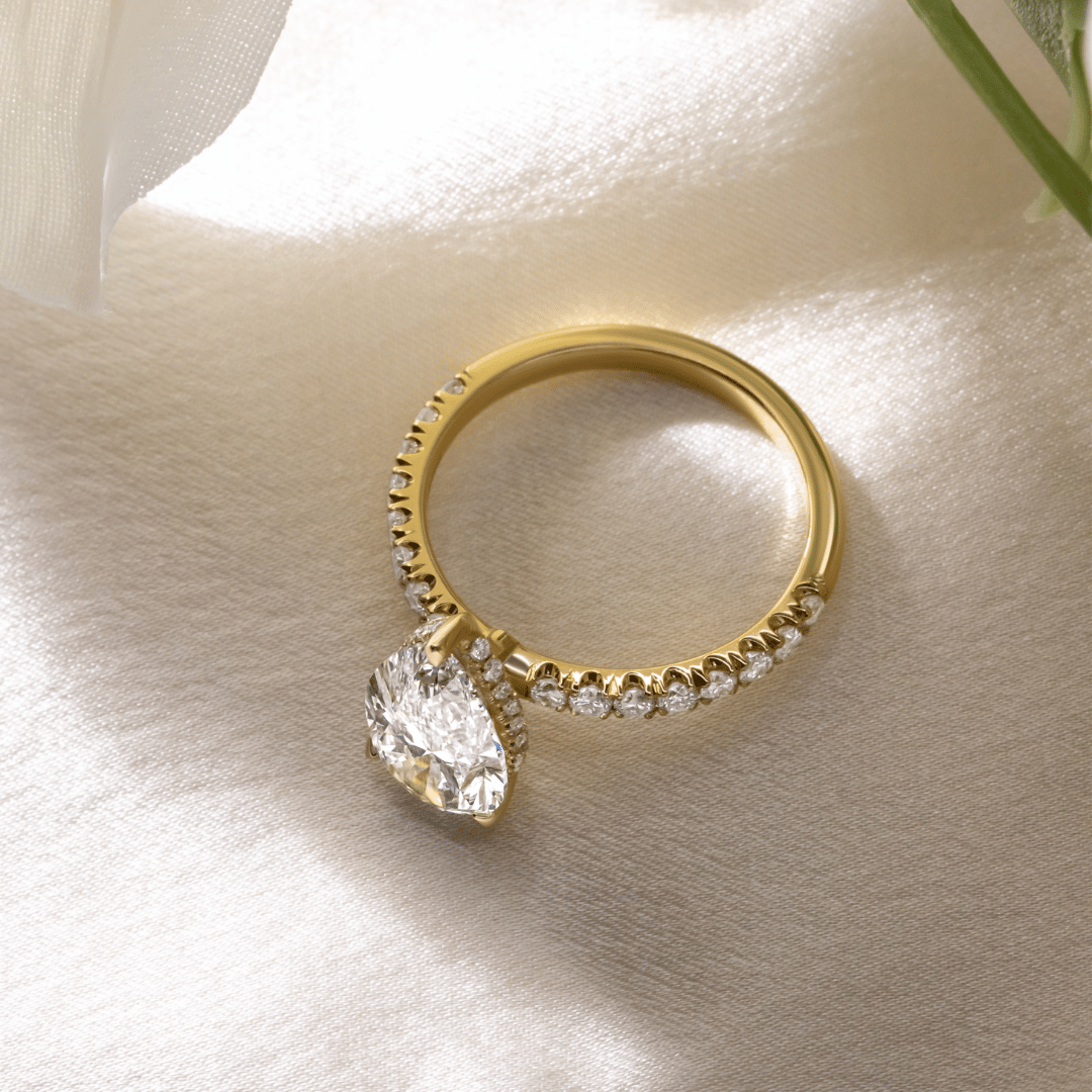 Marquise Shaped Three Stone Lab Grown Diamond Engagement Ring