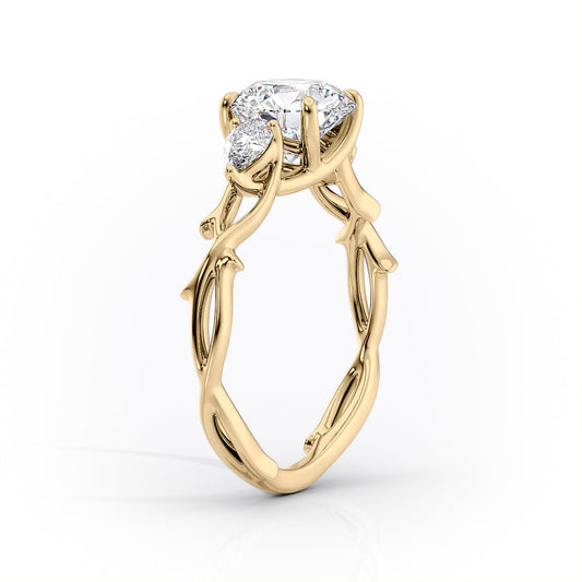 2 CT Round Cut 3-Stones Moissanite Engagement Ring