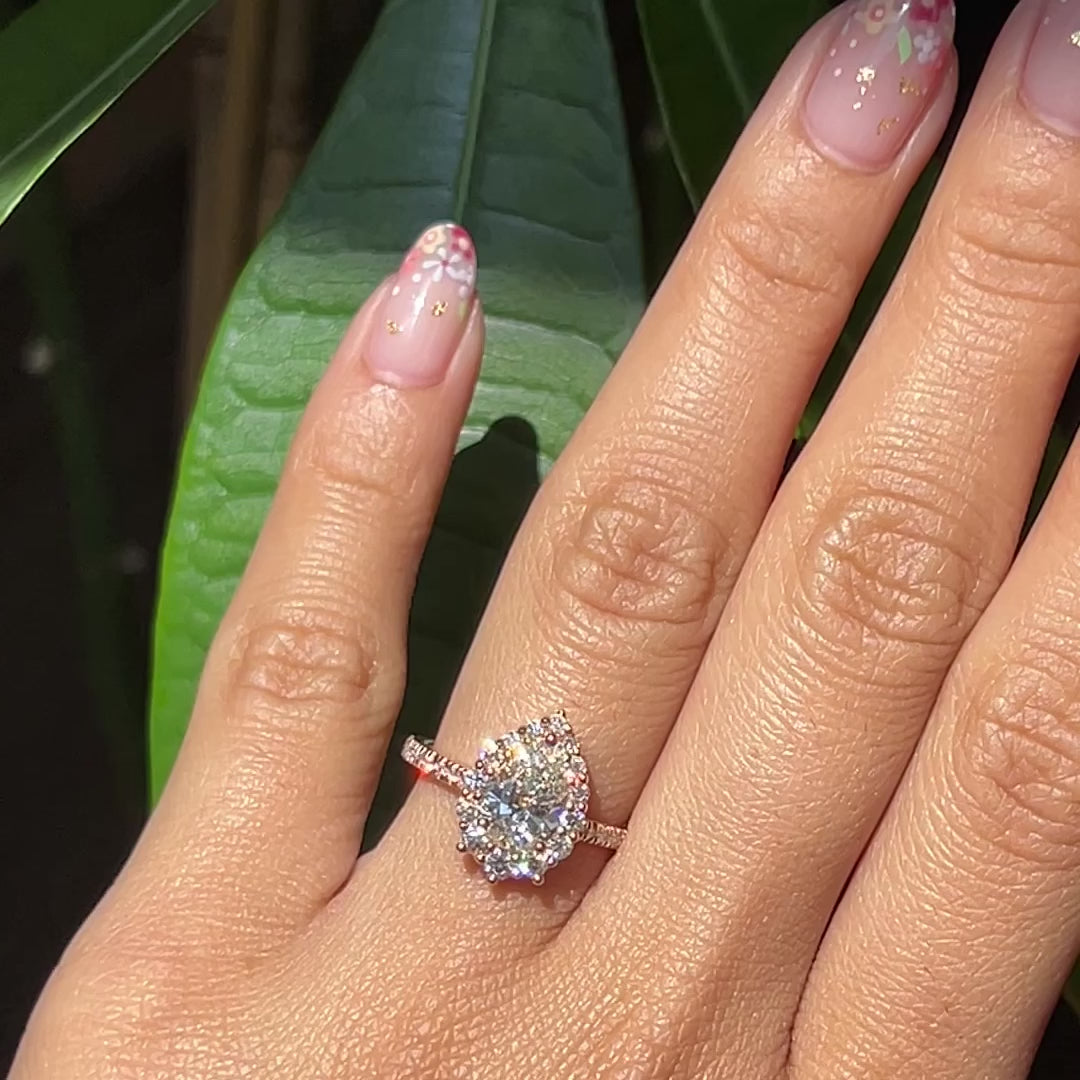 1.2 CT Pear Cut Halo & Pave Moissanite Bridal Ring Set