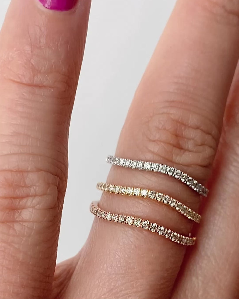 0.21 TCW Round Shaped Curved Moissanite Wedding Band