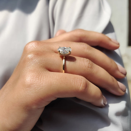 Oval Moissanite Engagement Ring With Hidden Halo Style