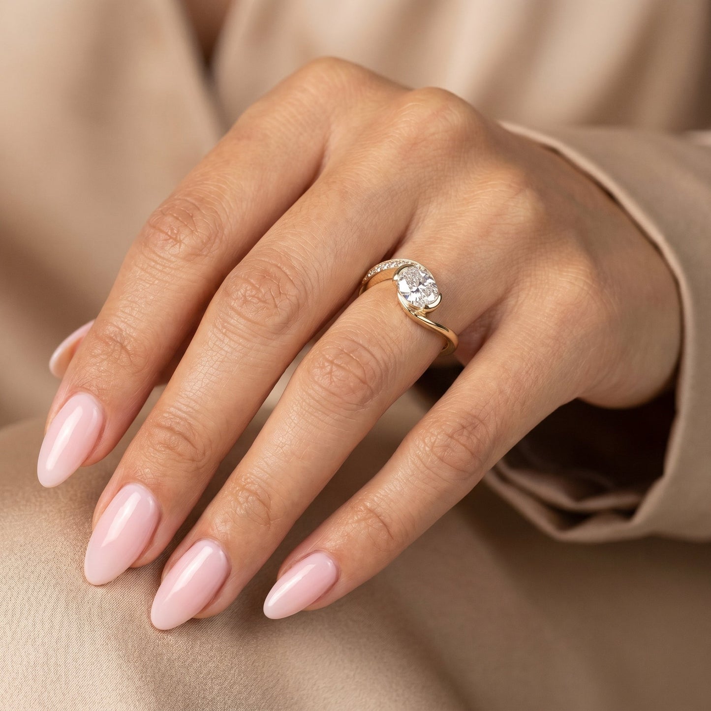 Oval Solitaire Engagement Ring – 2 CT Moissanite Diamond