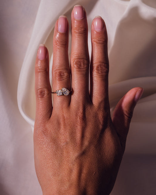 1.95 CT Pear & Princess Cut Toi Et Moi Moissanite Engagement Ring