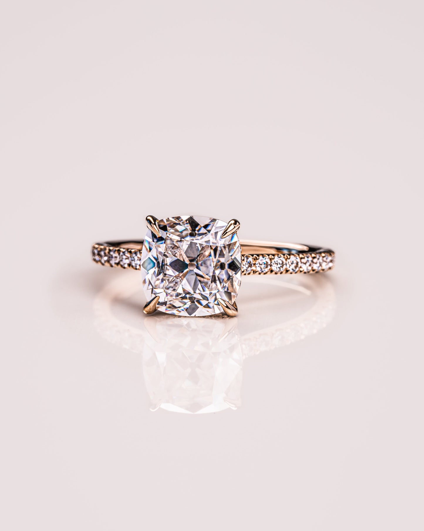 1.74 CT Cushion Pave Moissanite Engagement Ring